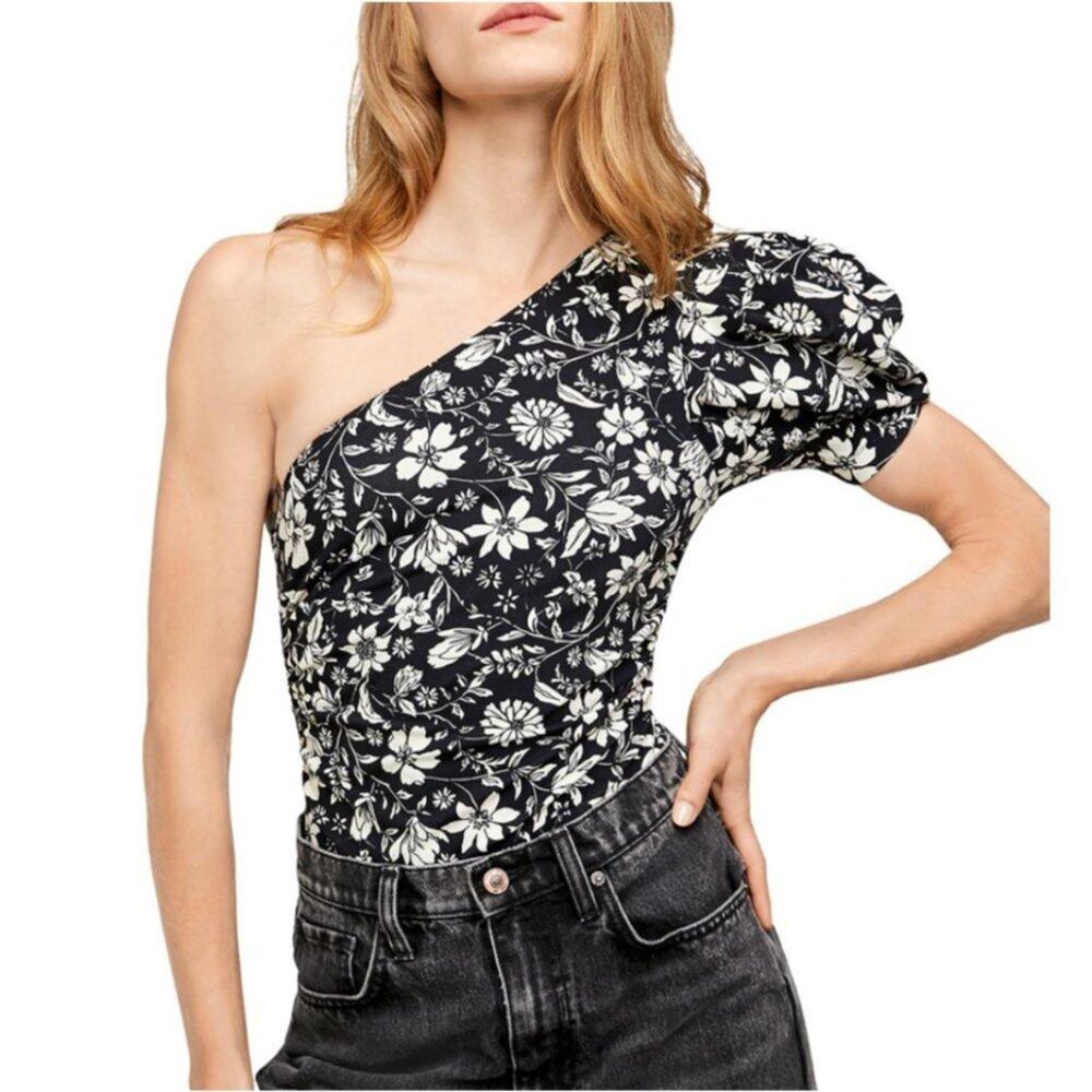 Free People Somethin' 'bout You Floral One Shoulder Bodysuit